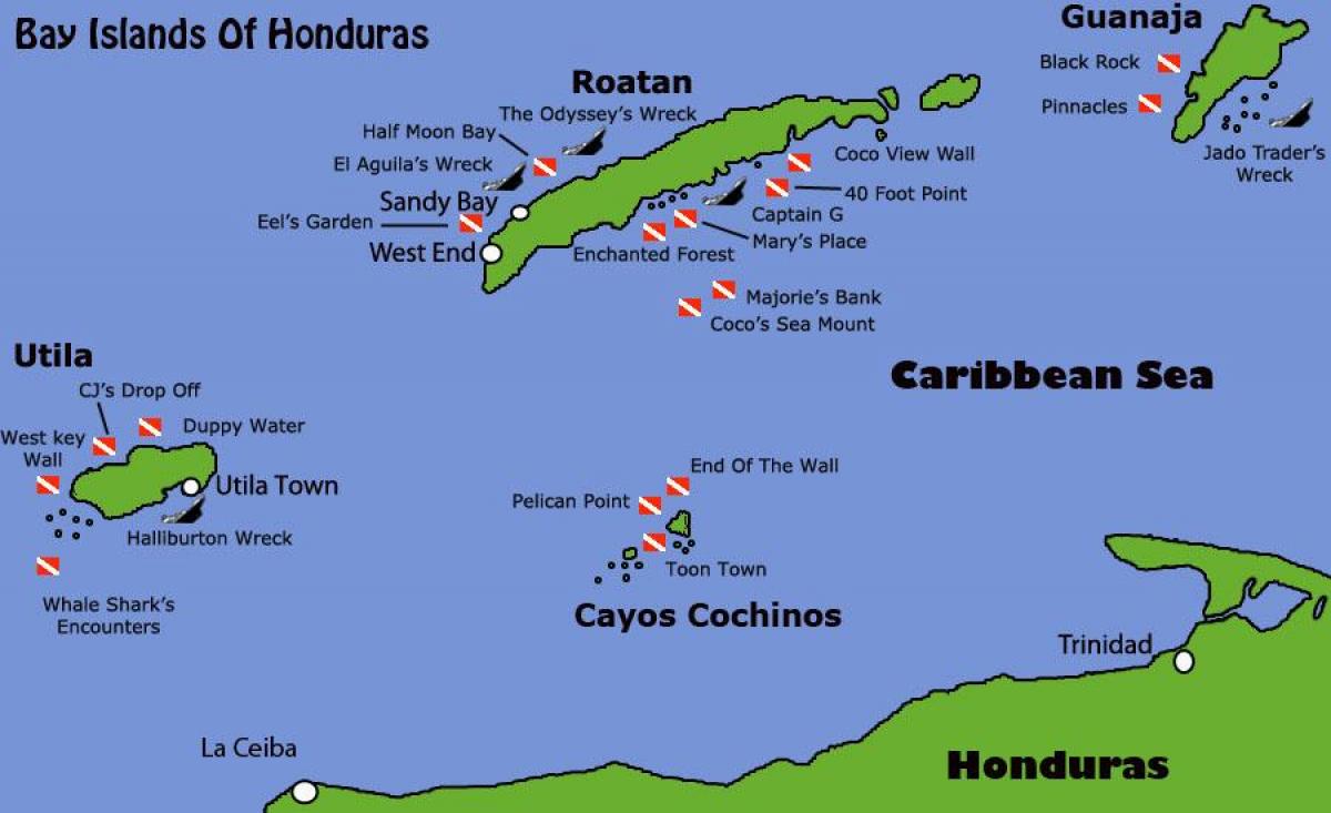 visiwa vya Honduras ramani