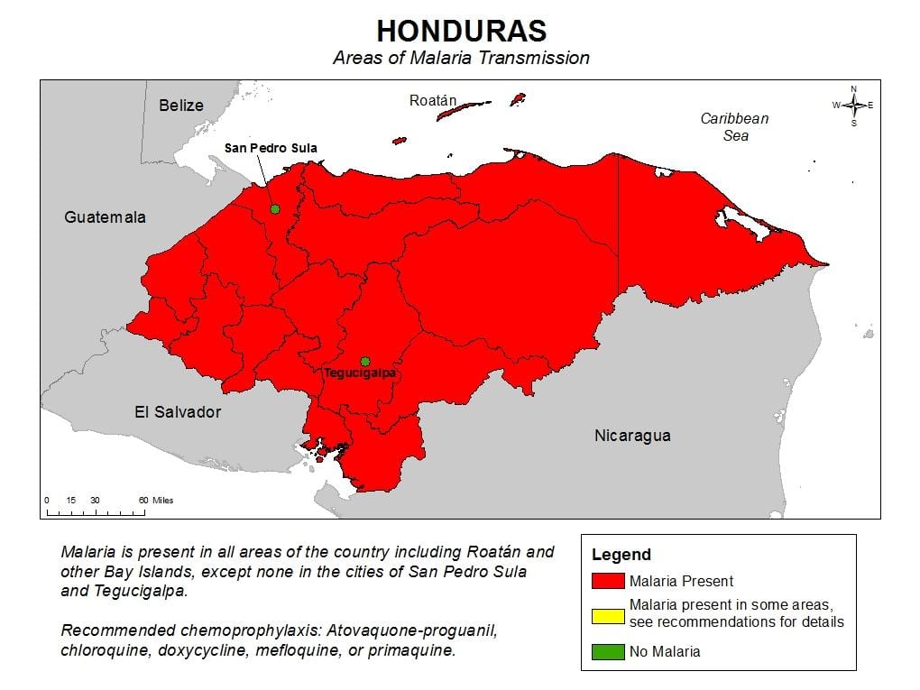 ramani ya Honduras malaria