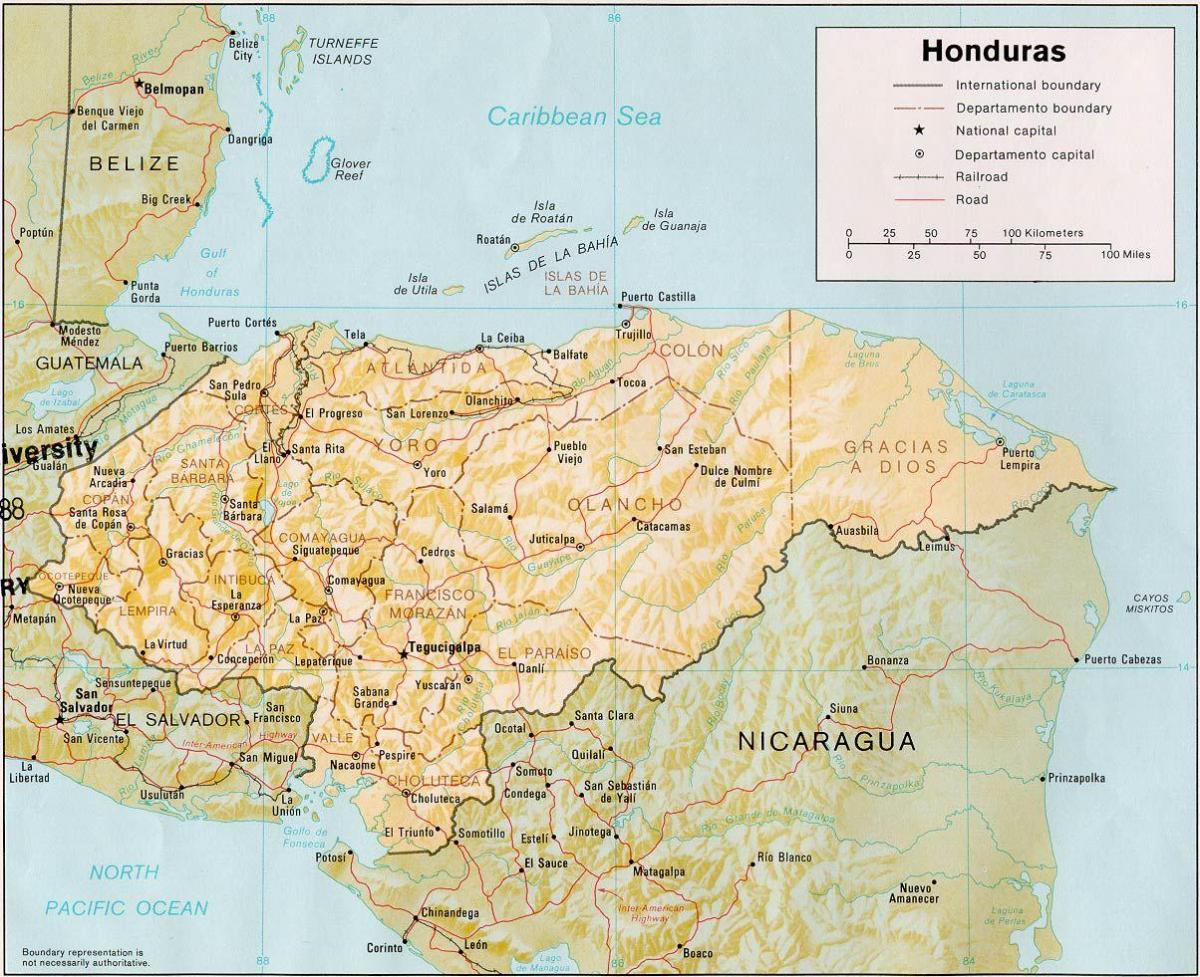 roatan visiwa vya bay Honduras ramani