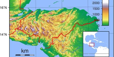 Ramani ya Honduras topographic